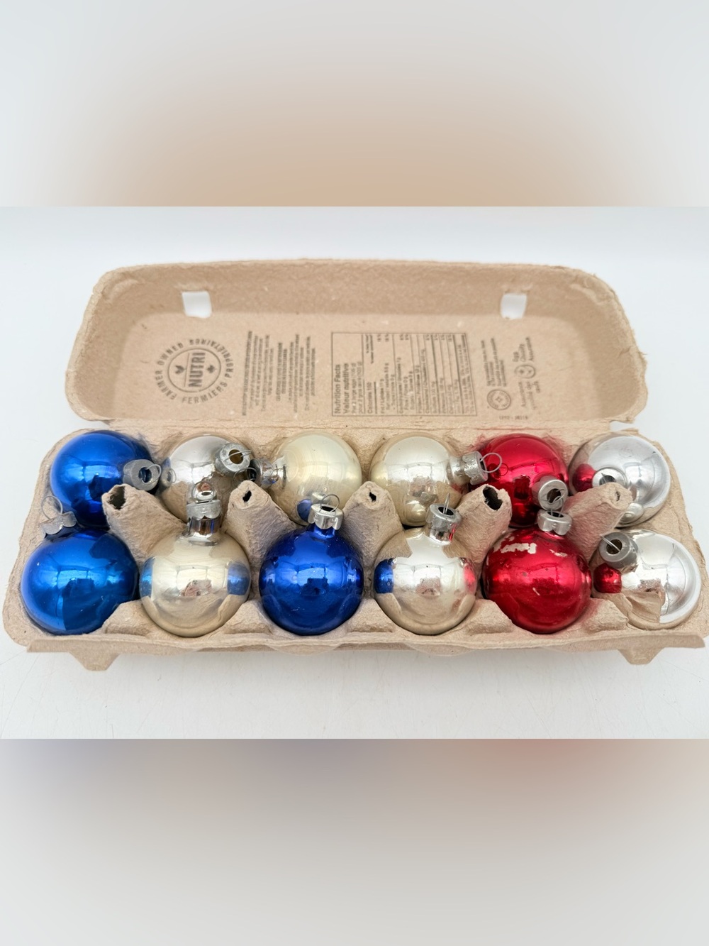 Classic Holiday Glass Ball Ornaments - Blue, Silver, Cream, Red